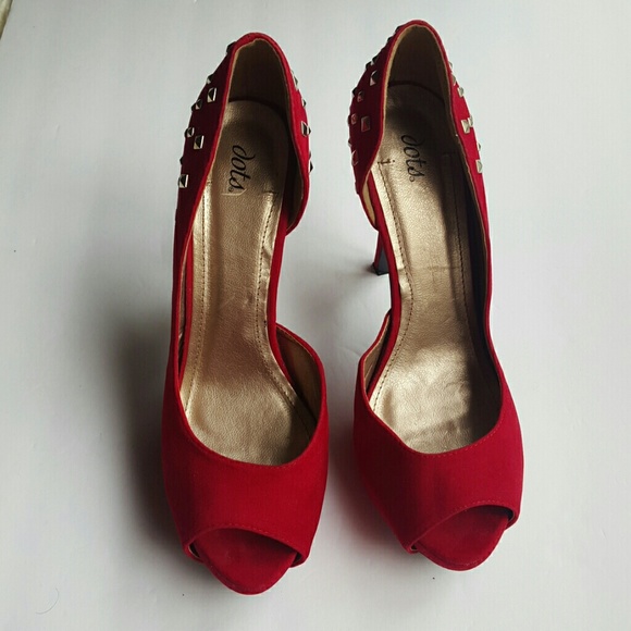 Dots, red open toe pumps.Size- - Picture 4 of 8